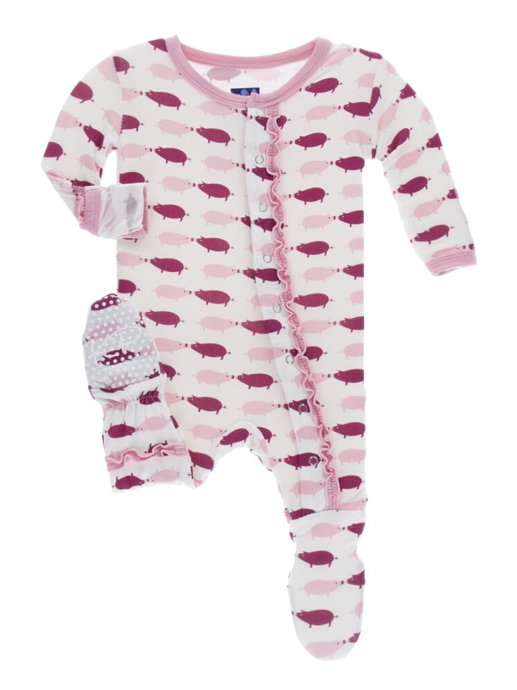 KicKee Pants KicKee Pants Baby Girls Classic Layette Ruffle Footie