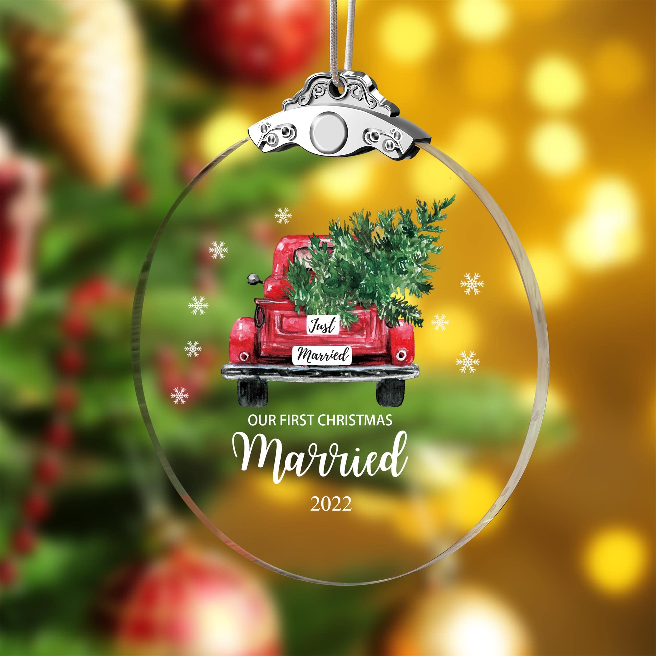 Glass Christmas Ornaments 2022, Our First Christmas Married Ornament Mr