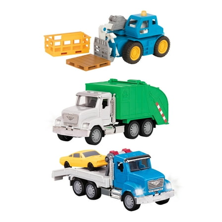 Driven by Battat 3-Piece Micro Urban Worker Fleet Toy City Vehicles 9 inches for Kids 3 Years Old