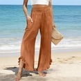 thumbnail image 5 of Admvng Womens Linen Pants Ruffle Hem Wide Leg Casual Summer Boho Trousers with Side Pockets, 5 of 5
