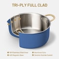 thumbnail image 4 of CAROTE 8QT Tri-Ply Stainless Steel Stock Pot with Steamer Insert, 5-Piece Cooking Pot Set with Silicone Utensils, Blue, 4 of 8