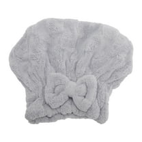 Unique Bargains 1 Pc Comfortable Bow Hair Towel for Bathroom Hotel Coral Fleece Gray