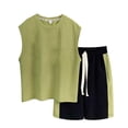 thumbnail image 2 of Outfit With Tee And Gym Shorts Summer Children's Boys' Sleeveless Shorts Training Sportswear Suit for Middle And Large Children Green 110, 2 of 3