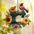 thumbnail image 3 of Sewing Machine and Cardinal Acrylic Suncatcher, Wildflower Faux Stained Glass Window Hanging, Perfect Gift for Sewing Lovers and Tailors 4347267776, 3 of 4