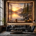 thumbnail image 6 of Mountain Lake Beside Evergreen Trees at Sunset, Peaceful Rustic for Nature Lovers, Wilderness Wall Art, Housewarming Gift, Tapestry Wall Hanging for Bedroom and Living Room, 6 of 7