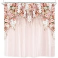 thumbnail image 6 of Extra Long 72Wx84H Shower Curtain for Bathroom Decor Bridal Floral Elegant Wedding Flower Pink Rose Blossom Women Girl Spring Art Printed Fabric Polyester Waterproof 12 Pack Plastic Hooks, 6 of 6
