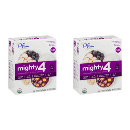 7 Plum - (2 Pack) Plum Organics Mighty 4 Blends Apple, Blackberry, Purple Carrot, Greek Yogurt, Oat & Quinoa, 4oz, 4-pack