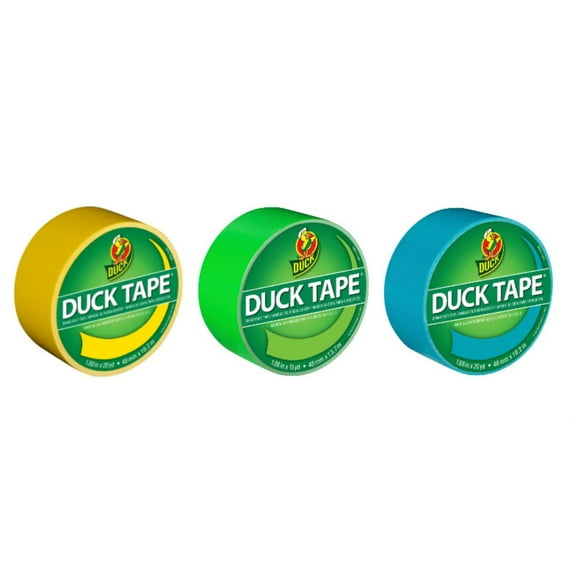 Duck Brand Duct Tape Color Trends Cool Combo 3-Pack, Yellow, Green and Aqua, 55 Yards Total