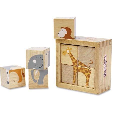 BeginAgain, BGAB1210, Toys Toddlers Safari Animals Blocks Set, 1 Each, Assorted