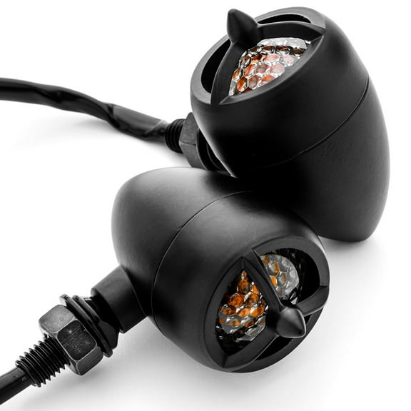 Krator 2pcs Black Heavy Duty Motorcycle Turn Signals Warplane Propeller Engine Blinkers Compatible with Victory Vegas 8-Ball Jackpot Ness Premium