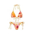 thumbnail image 5 of Levmjia Women's Three Piece Swimsuit Fashion Printed Hanging Neck Top Tight Drawstring Bikini Set Quick Dry Beach Vacation Pool Party Summer, 5 of 5