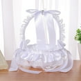 thumbnail image 7 of Walbest Elegant Satin Wedding Flower Girl Basket, Romantic Bridal Fairy Lace Bowknot Flower Basket Wedding Supplies, 7 of 7