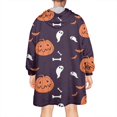 thumbnail image 2 of Wearable Oversized Blanket,Halloween Elements Pattern Wearable Blanket Hoodie for Adults,Cozy Hooded Blankets with Super Pockets,Super Warm Fuzzy Pullover for Women & Men, 2 of 6