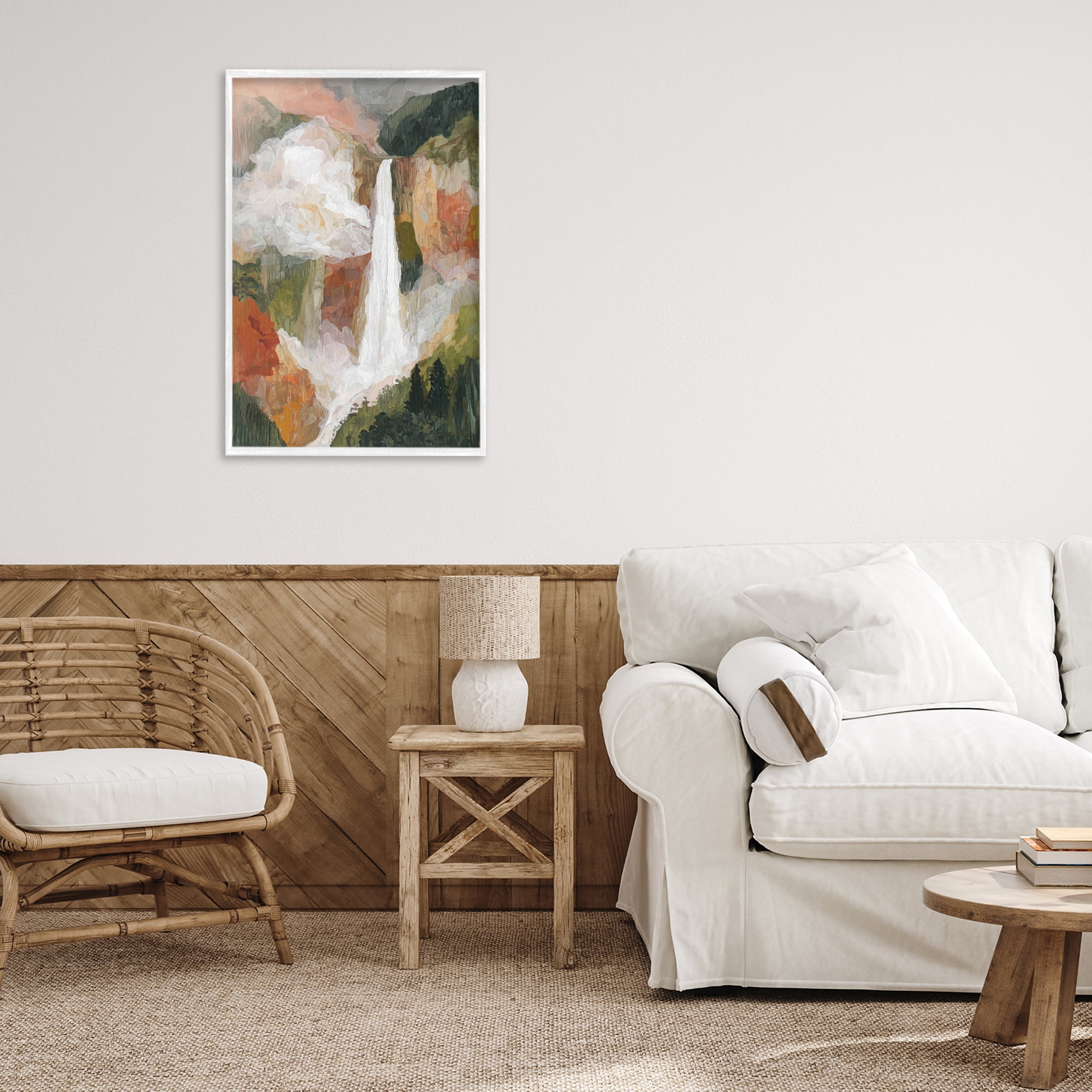 Stupell Industries Mountain Waterfall Landscape White Framed Giclee Art, design by Chromatic Storm Studio