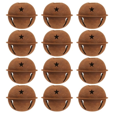 VORCOOL 12pcs Xmas Tree Hanging Decor Light Brown Metal Jingle for DIY Craft Supply