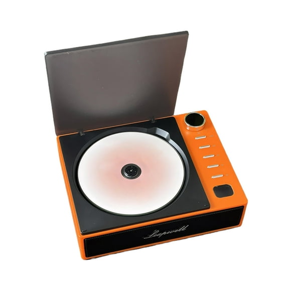 Inteprter Reproductor de CD portátil ABS con control remoto y USB-C de carga rápida, reproductor de disco CD pequeño y portátil Cables de audio/vídeo naranja