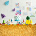 thumbnail image 3 of Juego de decoraciones de fiesta hawaiana con falda de mesa de hierba, hojas de palmera hawaianas de Leis, flores de hibisco, piñas, paraguas/flamencos, piñas 3d Fr Afortunado Sencillez, 3 of 4