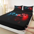 thumbnail image 3 of Manfei Game Repeat Queen Sheet Sets for Teen, Cyan Red Game Console Flat Sheet, Cartoon Gamepad Gaming Queen Fitted Sheet, Super Cozy Room Decor, 4-Piece, 3 of 7