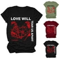 thumbnail image 4 of Honeeladyy Rollbacks Love Will Tear Us Apart T-Shirt for Women Novelty Face Portrait Letter Print Tops Summer Casual Loose Short Sleeve Tee Black, 4 of 4