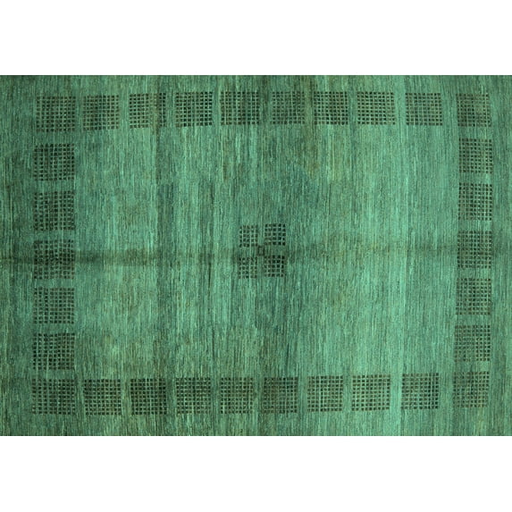 Ahgly Company Machine Washable Indoor Rectangle Abstract Turquoise Blue Modern Area Rugs, 2' x 3'