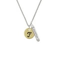 thumbnail image 2 of Delight Jewelry Goldtone Large Disc Letter - F - 3/4'' Silvertone Guardian Angel Bar Charm Necklace, 23", 2 of 4