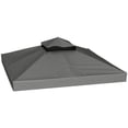 thumbnail image 1 of 10' x 10' Double Tier Gazebo Replacement Canopy Cover, UPF30+, Dark Grey, 1 of 10