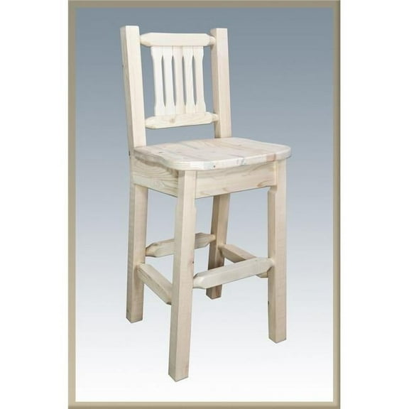Homestead Collection Counter Height Barstool with Back - Buckskin Upholstery, Clear Lacquer