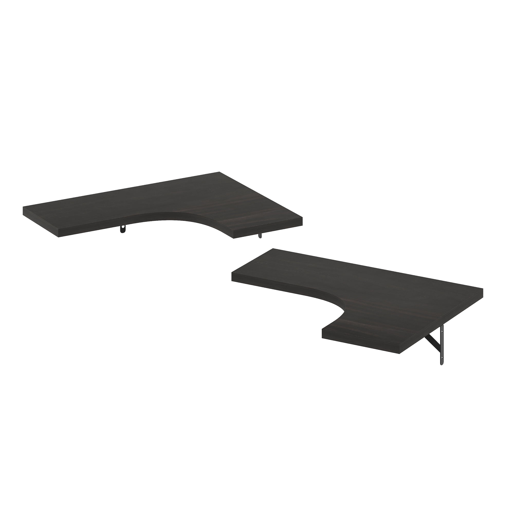 Furinno Rossi Wall Mounted Corner L-Shape Floating Display Shelves, Espresso, Set of 2