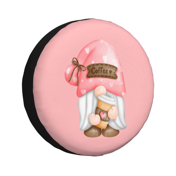 Balery Coffee Gnome (1) Cubiertas para Neumáticos - Protector Resistente para Neumáticos de Camioneta, SUV, Remolque, Camper y RV-14 inch