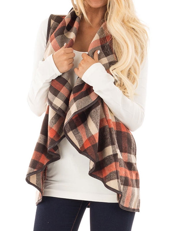 sleeveless plaid cardigan