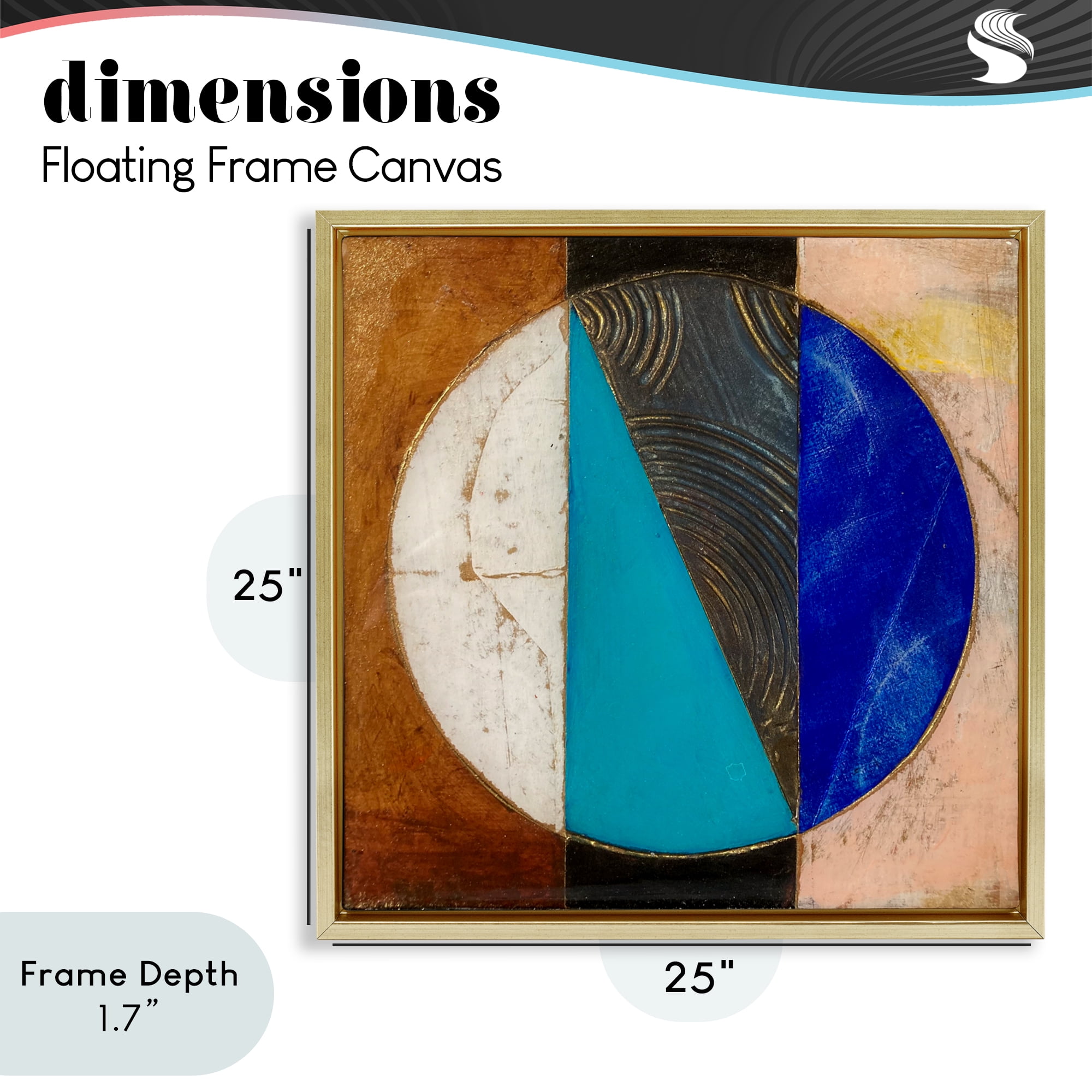 Stupell Industries Structured Circle Abstraction Gold Framed Floater Canvas Wall Art, design by Matthew Finger