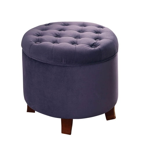 Round Storage Ottoman Purple Com, Small Round Footstool With Storage