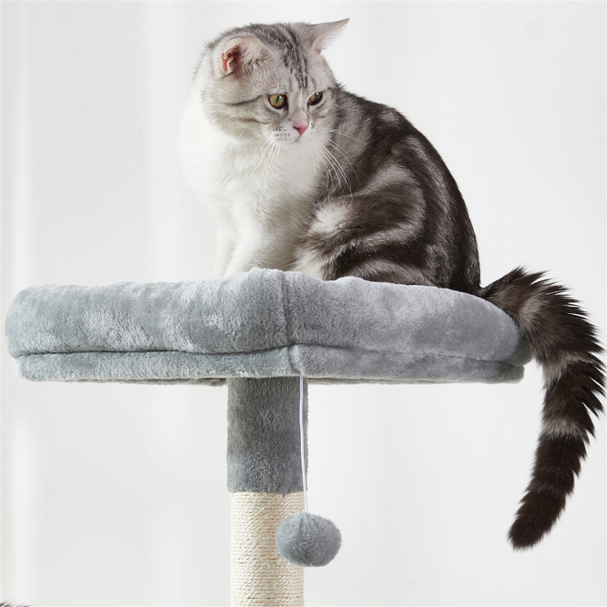 Grey/Smoky Grey MQ Large Cat Tree Cat Tower with Sisal Scratching Posts Plush Perches Condos Hammock 67 Cat Activity Centres Kittens Furniture Play House 