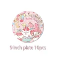 thumbnail image 1 of Lindo juego de vajilla para fiesta de cumpleaños con melodía de Sanrio, pancarta para tarta, adorno desechable, bandera colgante, globos con melodía, decoración de cumpleaños, 1 of 6