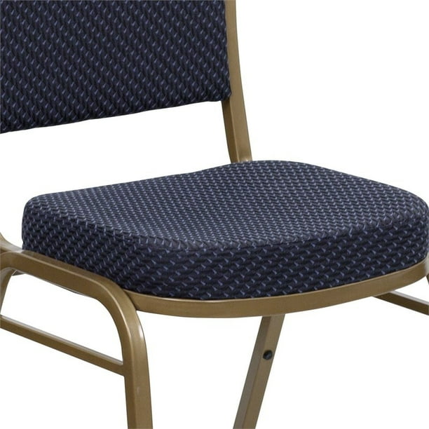 Bowery Hill Fabric Metal Dome Back Banquet Stacking Chair in Blue