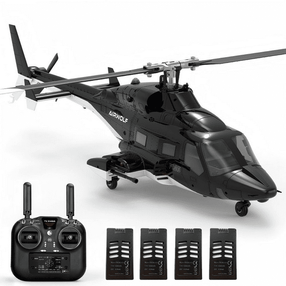 1/34 Scale F02S Flywolf GPS Smart RC Helicopter for Adults, 2.4GHz 8-Channel Tail-Less Rotor, Optical Flow Positioning Remote Control Helicopter