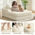 thumbnail image 4 of ATHOPE 67.3" Chaise Lounge Chair Indoor, Corduroy Couch Chair with Pillows, Comfy Reading Chairs with Wide Arms, Upholstered Sleeper Sofa for Living Room, No Assembly Required, Beige, 4 of 8