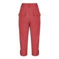 thumbnail image 7 of Capris Pants Women New 2025 Summer Women Cargo Capris Pants Dressy Joggers Casual Pull on Cropped Trousers with Pockets Red XL, 7 of 7