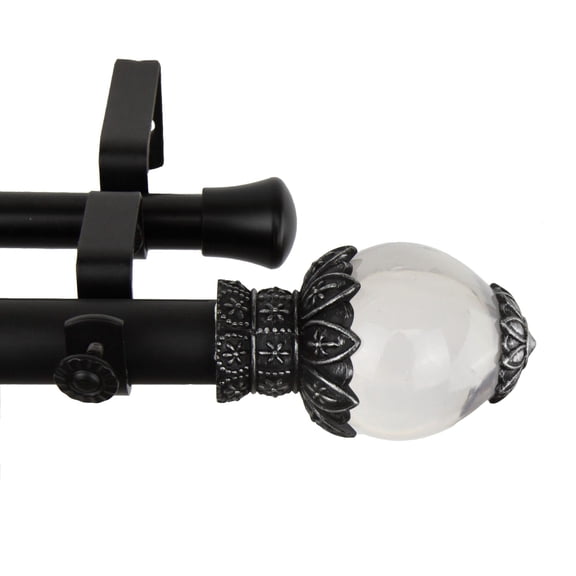 Ray Double Curtain Rod 1" OD 28-48 inch - Black