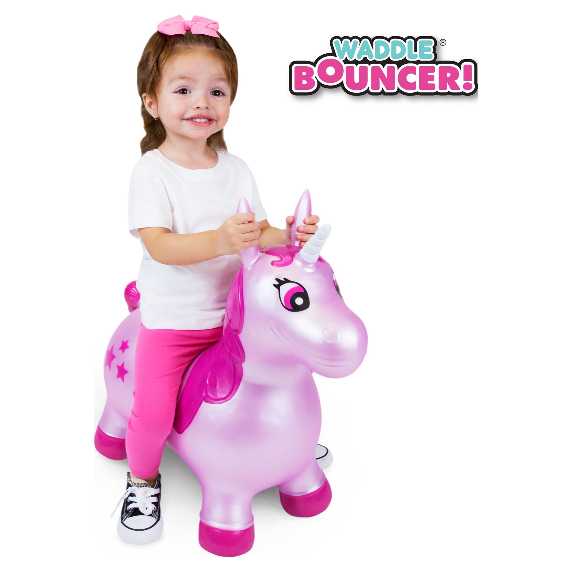 Waddle Pink Unicorn Inflatable Bouncer Ride on - image 4 of 7