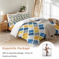 thumbnail image 7 of Yellow Blue Bedding Duvet Cover Set Queen Size 4 Pieces Moroccan Trellis Retro Abstract Geometric Bedding Set with Zipper Closure, 1 Comforter Cover 90x92 Inches 1 Flat Sheet & 2 Pillow Cases, 7 of 7