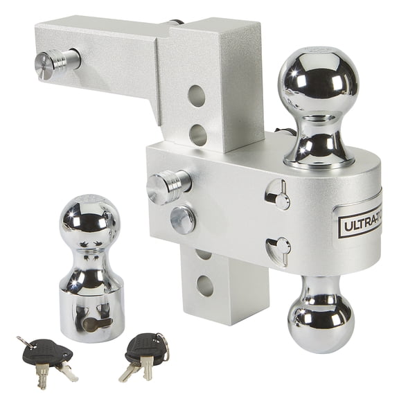Ultra-Tow 6in. Adjustable Dual-Ball Mount with Third Ball, Aluminum, Class IV, 12,000-Lb. Trailer Weight, 5-5/8in. Drop, 6-1/2in. Rise, Fits 2in. Receivers
