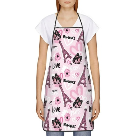 

Goofa Bib Apron Unisex Aprons Adjustable Waterdrop Resistant Cooking Kitchen Apron for Chef Eiffel Tower and Butterflies Pattern Apron Bulk
