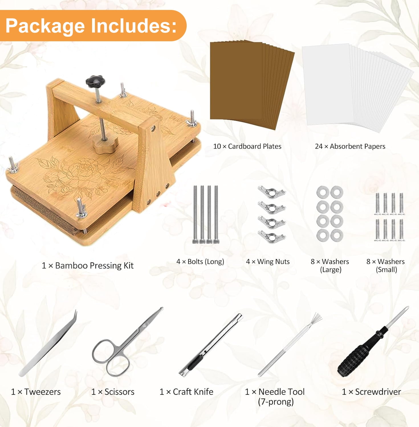 Flower Press Kit,6 Layers 11.6*7.68 inches Easy One-Step Pressing Kit, Dried Flower Plant Preservation Kit for Craft Lovers