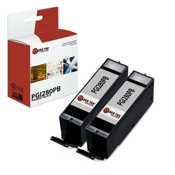 2Pk LTS PGI280PGBK Pigment Black HY Compatible for Canon Pixma TR7520 TR8520 Ink