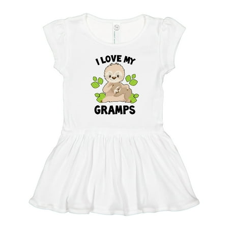

Inktastic Cute Sloth I Love My Gramps with Green Leaves Girls Toddler Dress