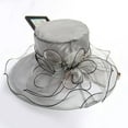 thumbnail image 4 of Dyfzdhu Fascinators Hats for Women Organza Wide Brim Sun Hat Cocktail Tea Party Church Wedding Bridal Flower Hat, 4 of 6