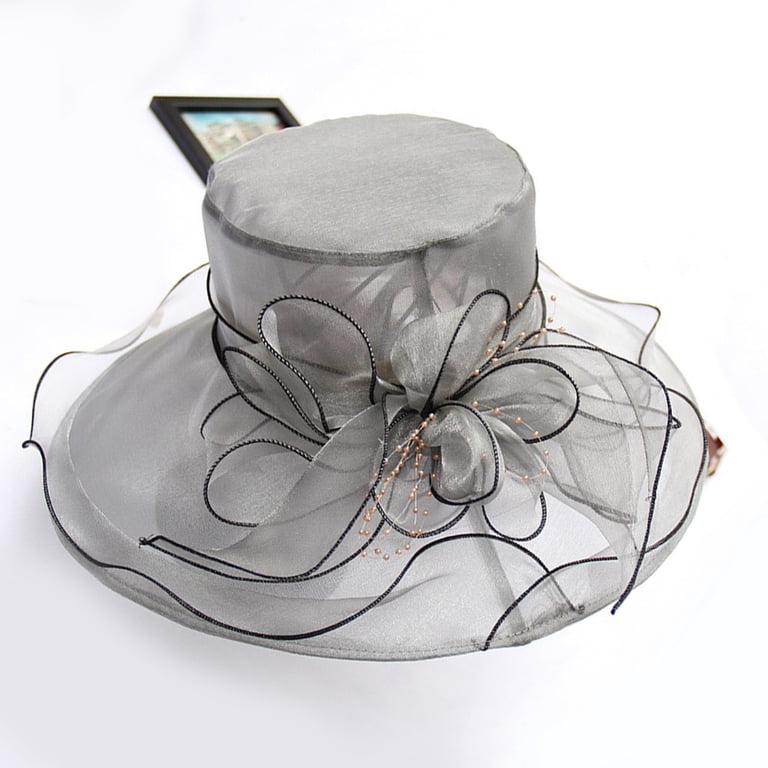 Elegant Silver Floral Veil Women\'s Hat Wedding hat with veil and flowers - Floral birdcage veil  main image 4