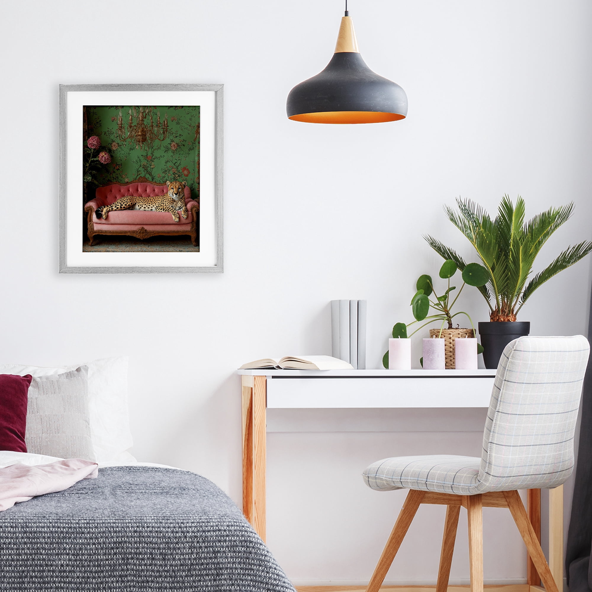 Stupell Industries Ornate Sophisticated Leopard Lounging Gray Framed Print Under Glass, design by Scott Stulberg