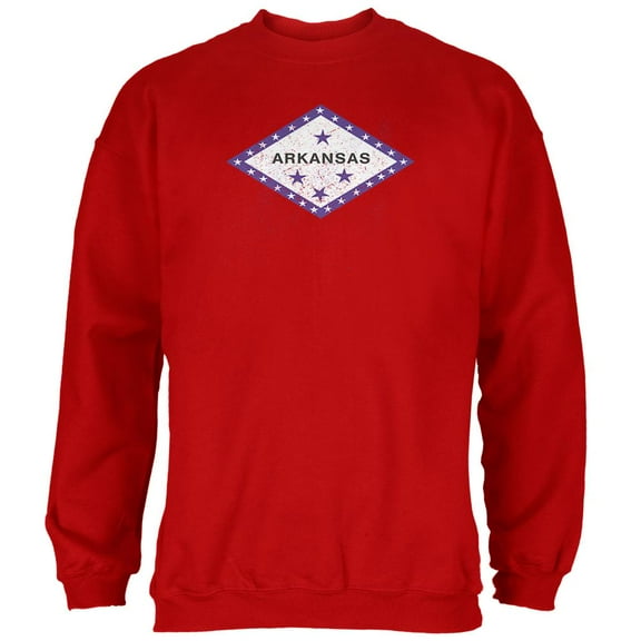 Born and Raised Arkansas State Flag Mens Sweatshirt Red 3X-LG